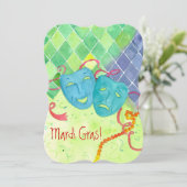 Mardi Gras Party Tragedy Komedie Masks Kaart (Staand voorkant)