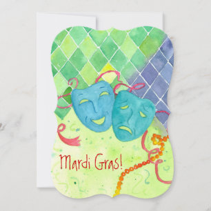 Mardi Gras Party Tragedy Komedie Masks Kaart