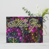 Mardi Gras Party "werpt" sjabloon DARK-uitnodiging Kaart (Staand voorkant)