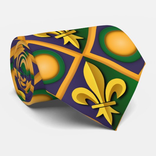 Mardi gras patroon met gouden vloour-de-lis stropdas (Opgerold)