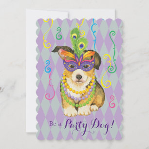 Mardi Gras Pembroke Welsh Corgi Kaart