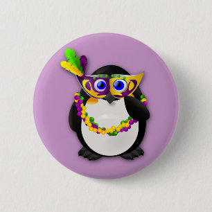 Mardi Gras Penguin Ronde Button 5,7 Cm