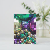 Mardi Gras Perles Carte postale Invitations Modèle (Debout devant)