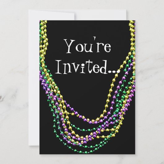 Mardi Gras Perles Colliers Invitation (Devant)