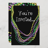 Mardi Gras Perles Colliers Invitation (Devant / Derrière)