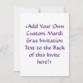 Mardi Gras Perles et Green Feather Mask Invitation (Dos)