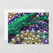 Mardi Gras Perles et Green Gator Invitations (Devant / Derrière)