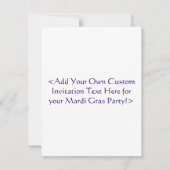 Mardi Gras perles et vert Feather Mask Invitation (Dos)