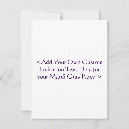 Mardi Gras perles et vert Feather Mask Invitation (Dos)