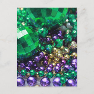 Mardi Gras Perles Green Party Cartes postales Invi