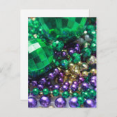 Mardi Gras Perles Green Party Cartes postales Invi (Devant / Derrière)