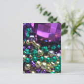 Mardi Gras Perles Purple Cartes Postales Invitatio (Debout devant)