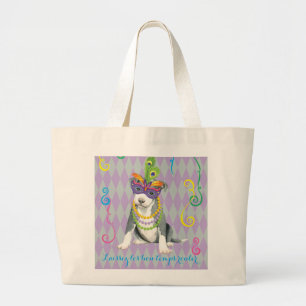 Mardi Gras Pit Bull Terrier Grote Tote Bag
