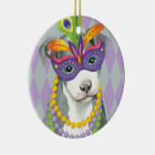 Mardi Gras Pit Bull Terrier Keramisch Ornament (Rechts)
