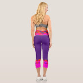 Mardi Gras Plumes violettes et roses Leggings Capr (Verso)