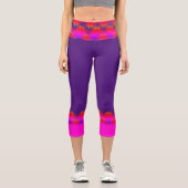 Mardi Gras Plumes violettes et roses Leggings Capr (Recto)