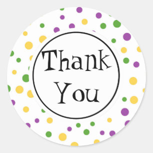 Mardi Gras Polka Dot Birthday Ronde Sticker