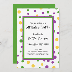 Mardi Gras Polka Dot Jouer Invitation Anniversaire