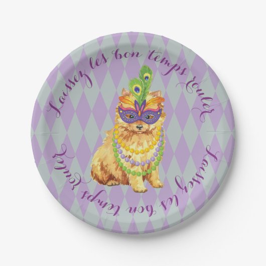 Mardi Gras Pomeranian Papieren Bordje (Voorkant)