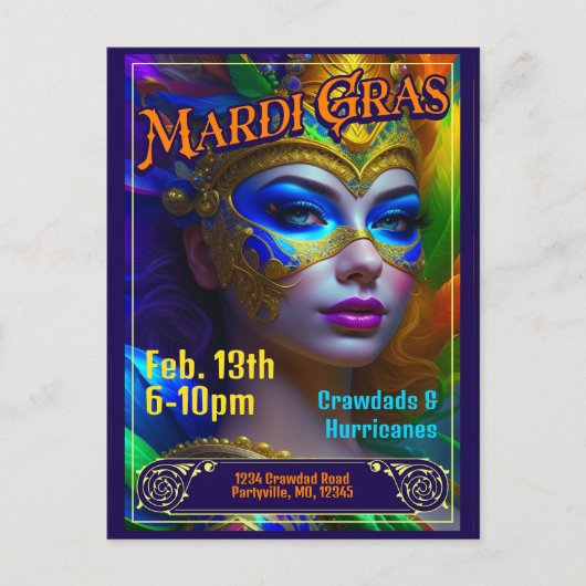 Mardi Gras Poster Uitnodigingen (Voorkant)