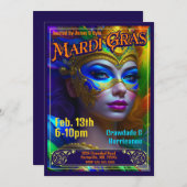 Mardi Gras Poster Uitnodigingen (Voorkant / Achterkant)