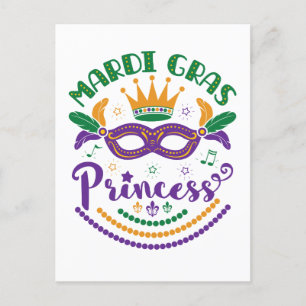 Mardi Gras Princess Cute Women Girls Carnival Briefkaart