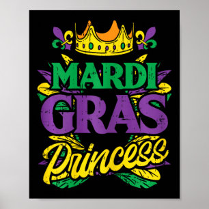 Mardi Gras Princess Funny Mardi Gras Carnival Wome Poster