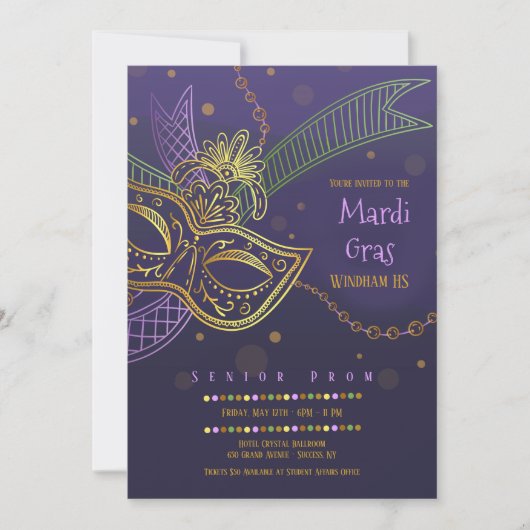 Mardi Gras Prom Uitnodiging (Voorkant)