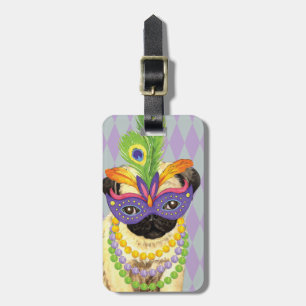 Mardi Gras Pug Bagagelabel