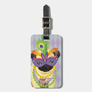 Mardi Gras Pug Bagagelabel