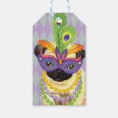 Mardi Gras Pug Cadeaulabel (Voorkant)
