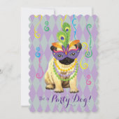 Mardi Gras Pug Kaart (Voorkant)
