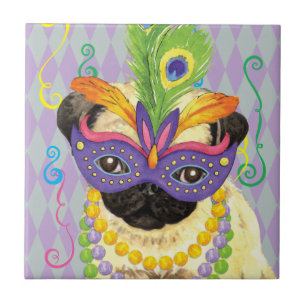 Mardi Gras Pug Tegeltje