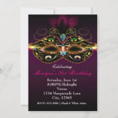 MARDI GRAS Purple Colorful Mask Party Invitations (Dos)