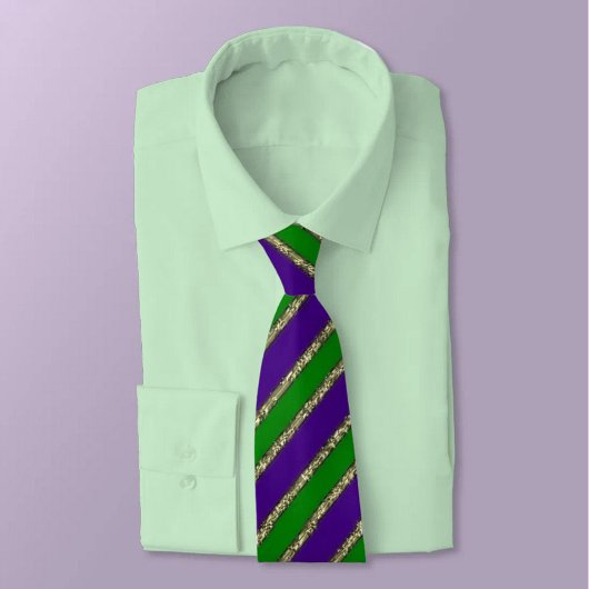 Mardi Gras Purple Cravate vert et or