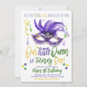 Mardi Gras Queen Invitation pour le premier annive (Devant)