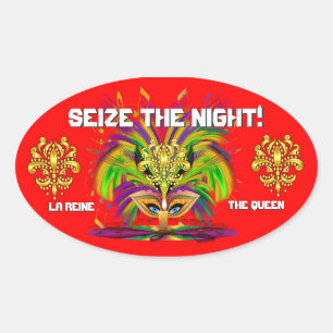 Mardi Gras Queen Uitzicht merkt op Ovale Sticker