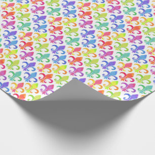 Mardi Gras Rainbow Fleur de lis Pattern Cadeaupapier