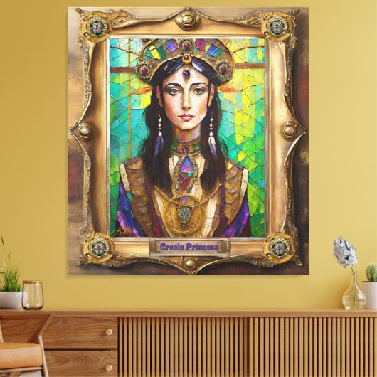 Mardi Gras Realm Portretten - De Creoolse Prinses Canvas Afdruk (Insitu (Woonkamer))