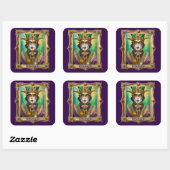 Mardi Gras Realm Portretten - De Koning Vierkante Sticker (Vel)