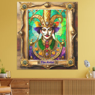 Mardi Gras Realm Portretten - De kunstenaar Dali Canvas Afdruk