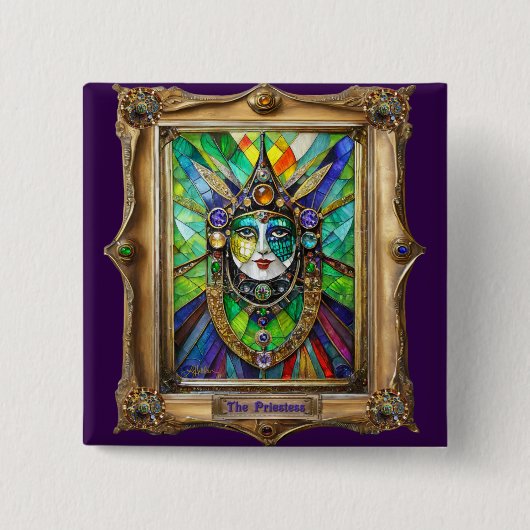 Mardi Gras Realm Portretten - De Priesteres Vierkante Button 5,1 Cm (Voorkant)
