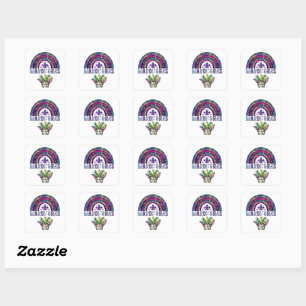 Mardi Gras Regenboog en Masker Vierkante Sticker