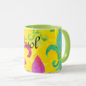 Mardi Gras Regenboog Fleur de lis Monogram Mok (Voorkant rechts)