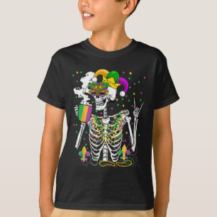 Mardi Gras Röntgenfoto Skelet Drink Koffie Schatti T-shirt