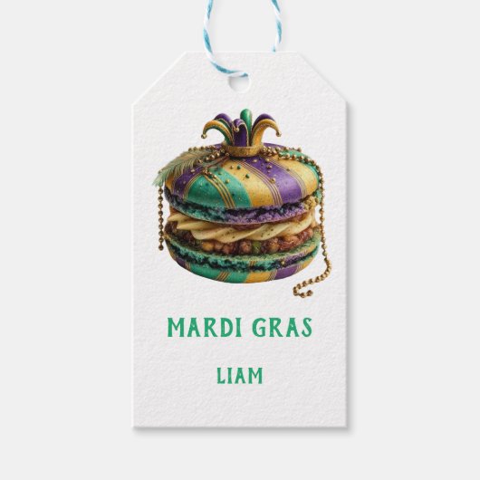 Mardi Gras Royal Macaron Cadeaulabel (Voorkant)