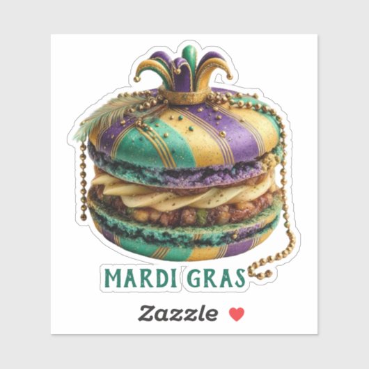 Mardi Gras Royal Macaron Sticker (Vel)