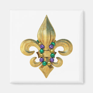 Mardi Gras Royalty Fleur de Lis Symbol met kralen Magneet