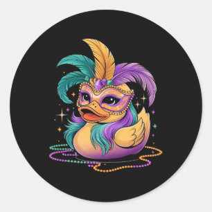 Mardi Gras Rubber Duck Kostuum Party Mask Funny Ma Ronde Sticker