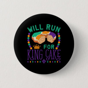Mardi Gras Running Funny gaat voor King Cake Run Ronde Button 5,7 Cm